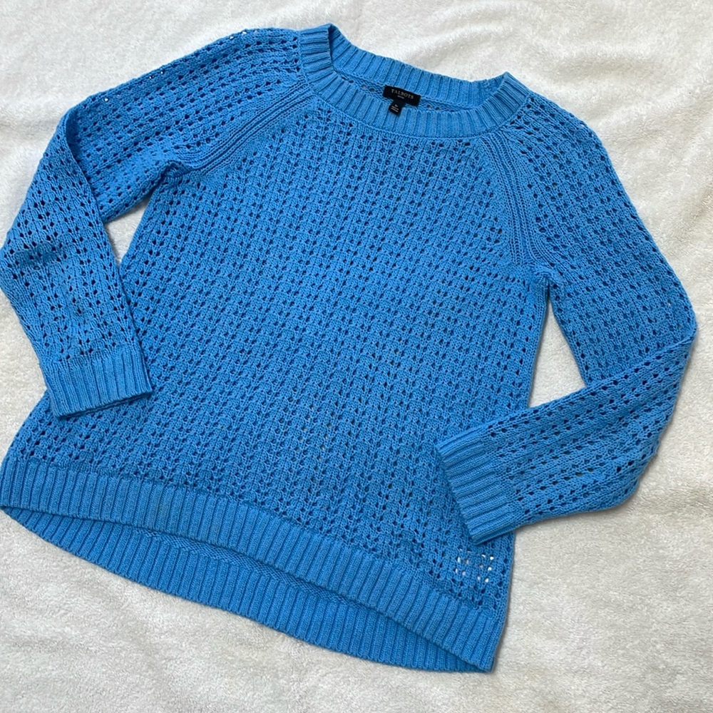 Talbots Blue Knit Cotton Sweater Size SP